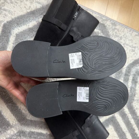 Clark’s Maye Carly Tall-Shaft Boot Leather Boots In Black 6 NWT - Picture 7 of 12